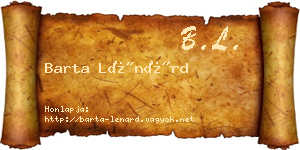 Barta Lénárd névjegykártya