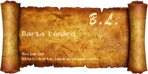 Barta Lénárd névjegykártya